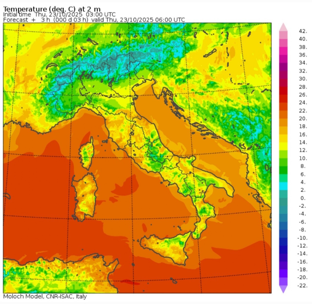 Temperature minime 23 ottobre