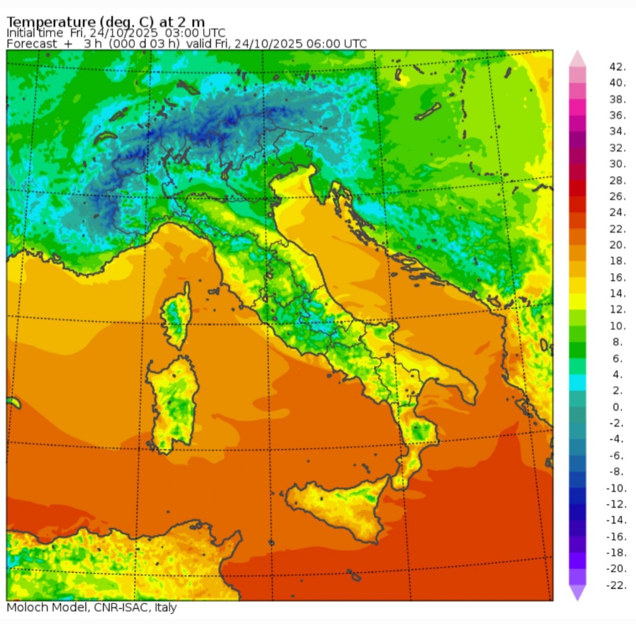 Temperature minime 24 ottobre 