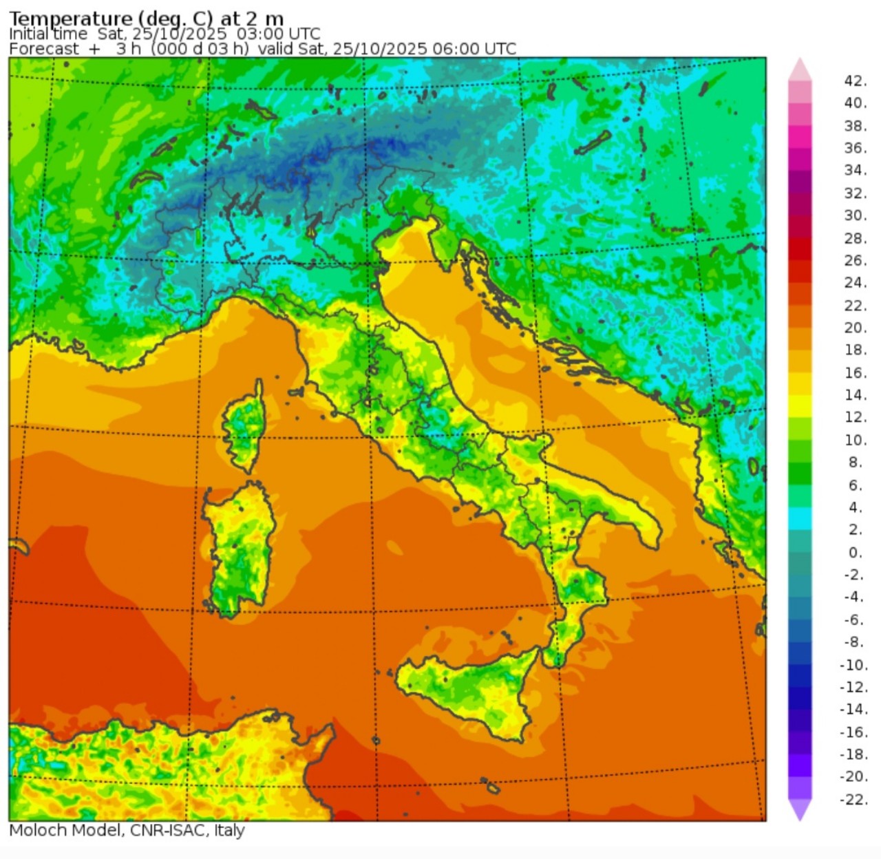 Temperature minime 25 ottobre