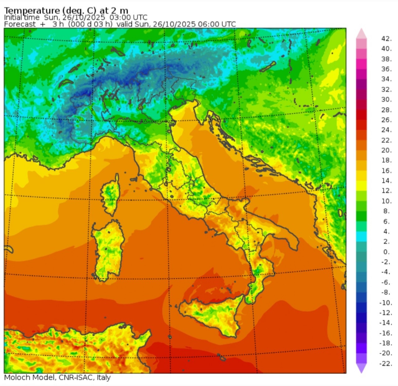 Temperature minime 26 ottobre