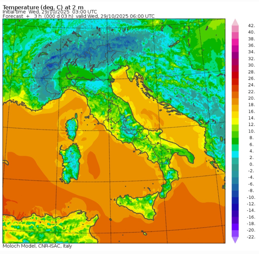 Temperature minime 29 ottobre