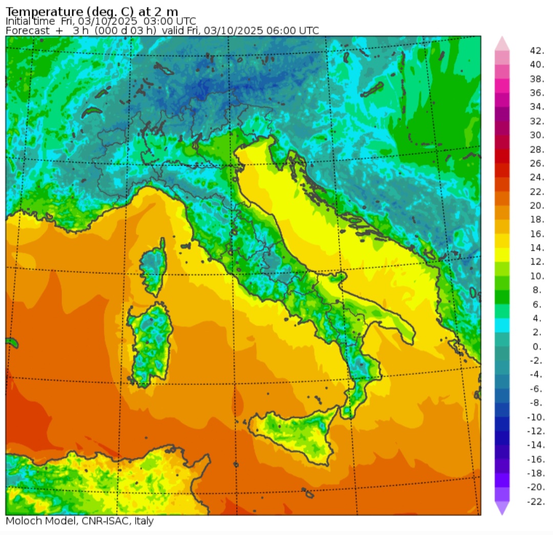 Temperature minime 3 ottobre