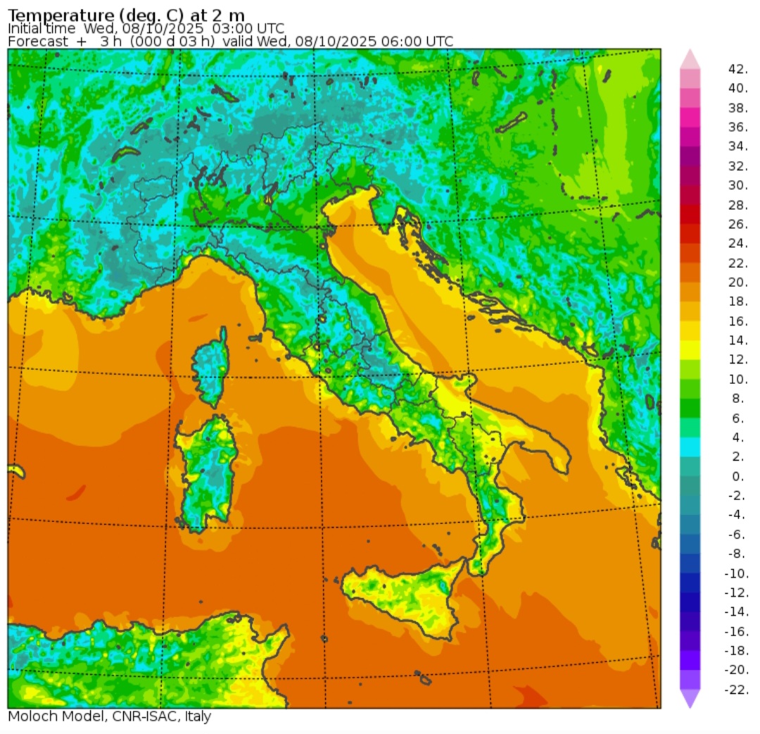 Temperature minime 8 ottobre
