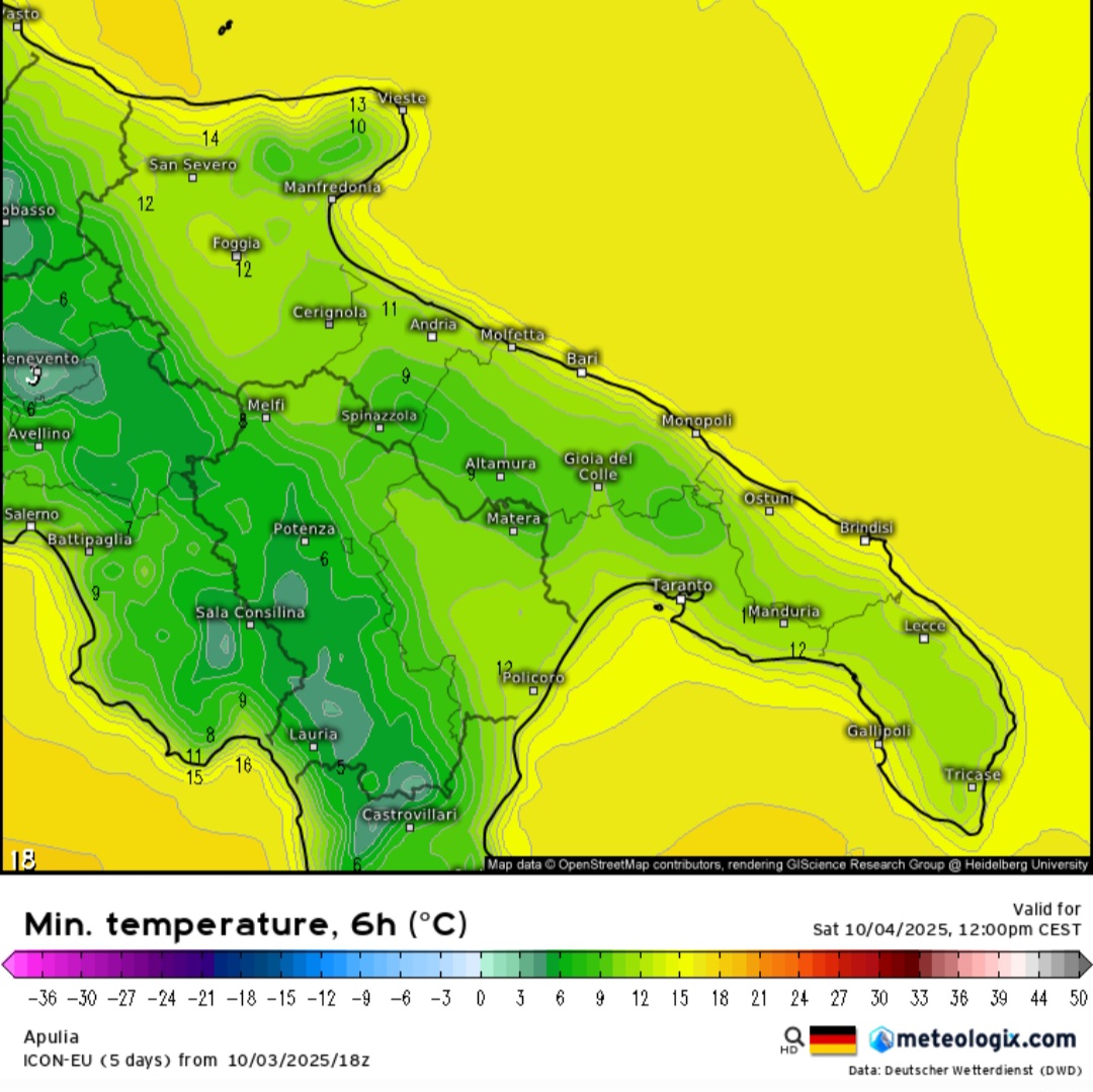 Temperature minime Puglia 