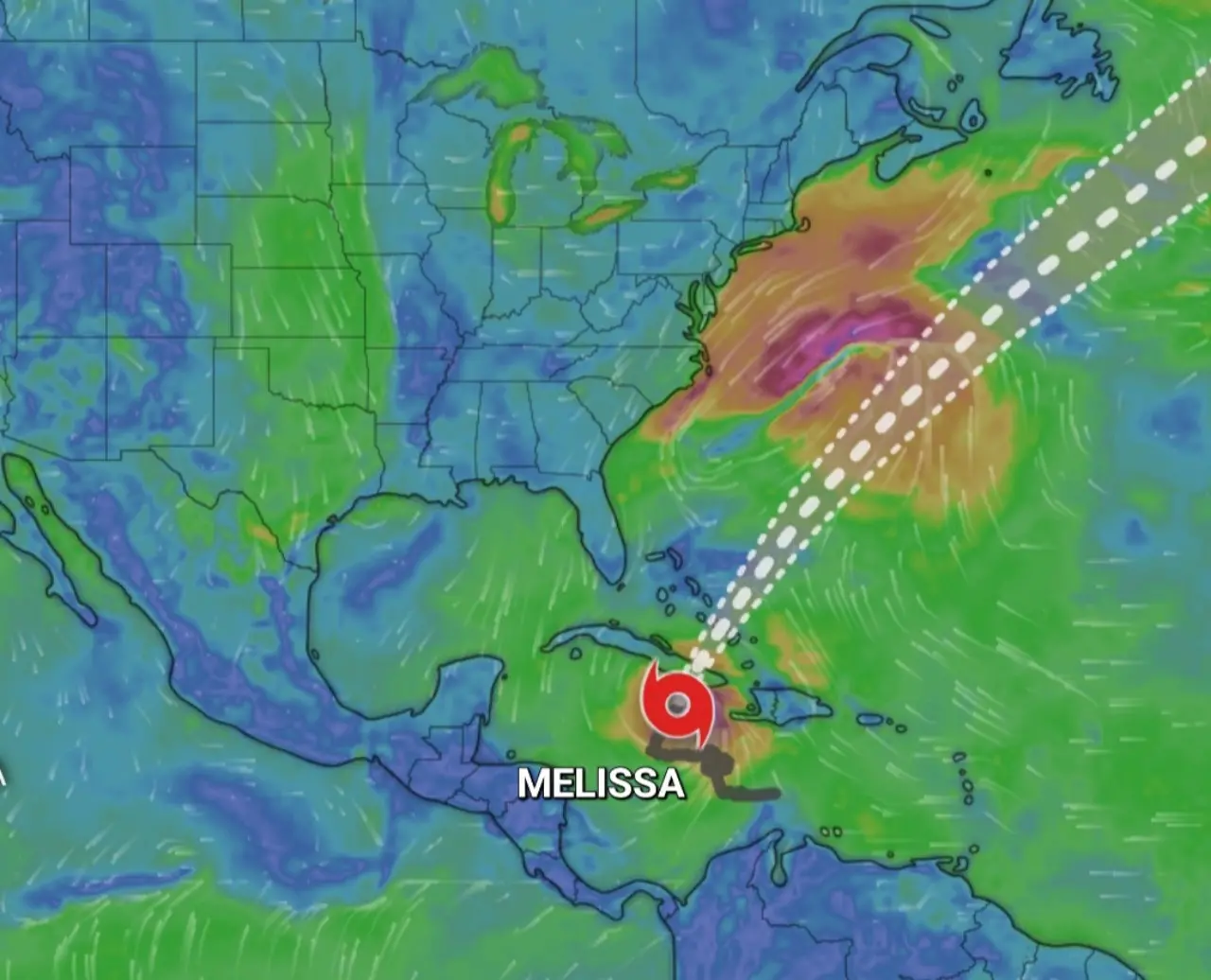 Uragano Melissa in Atlantico 