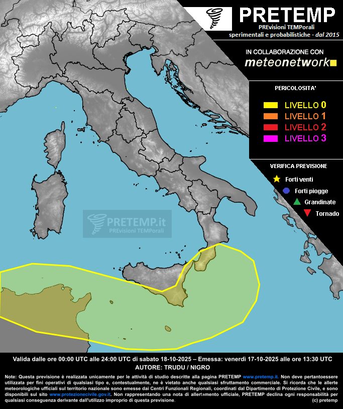 allerta meteo 18 ottobre 2025