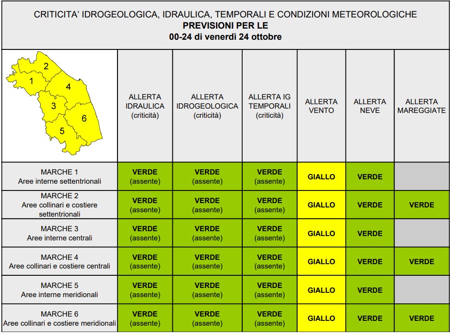 allerta meteo marche 24 ottobre