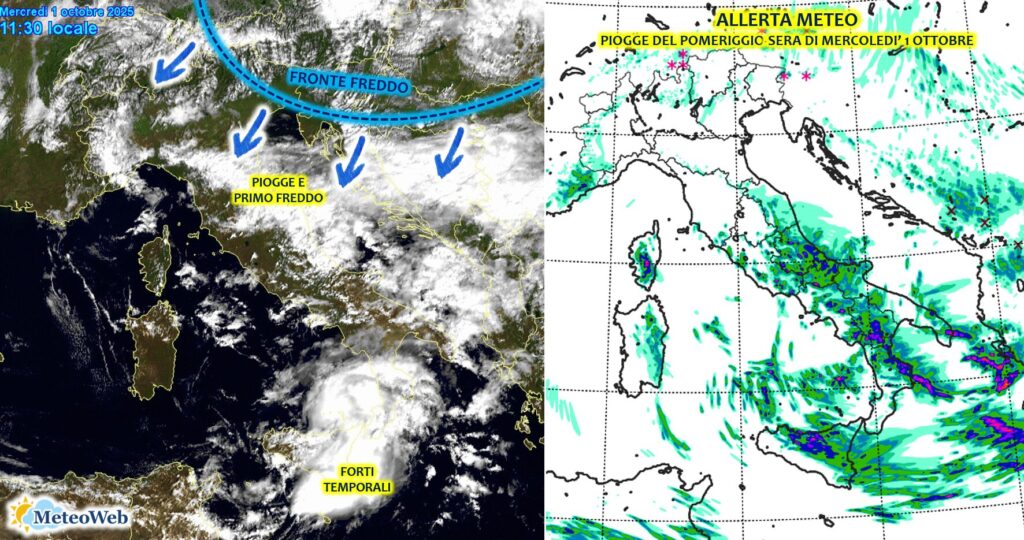 allerta meteo mercoledì 1 ottobre 2025
