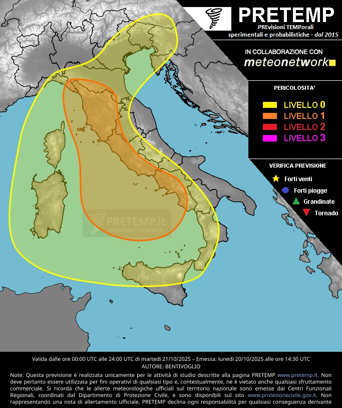 allerta meteo oggi 21 ottobre