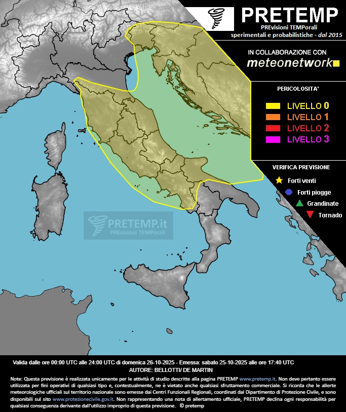 allerta meteo oggi 26 ottobre