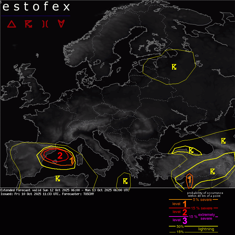allerta meteo oggi estofex spagna