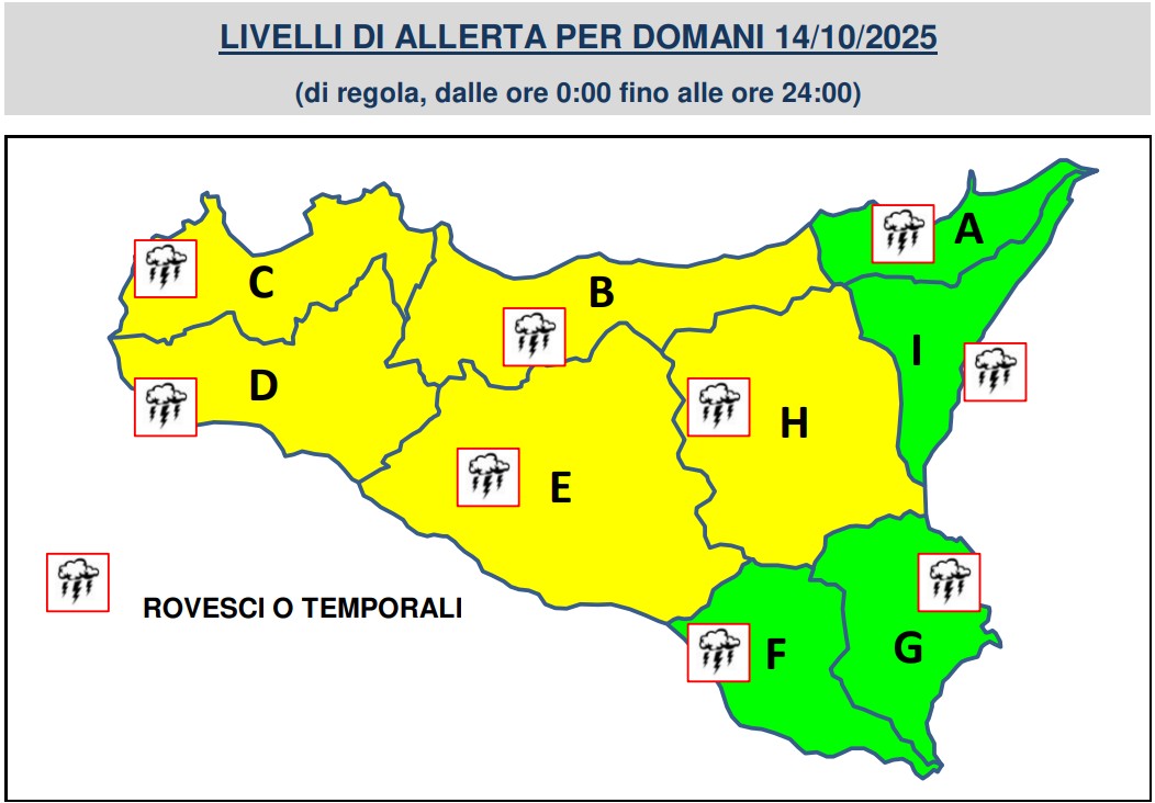 allerta meteo sicilia 14 ottobre