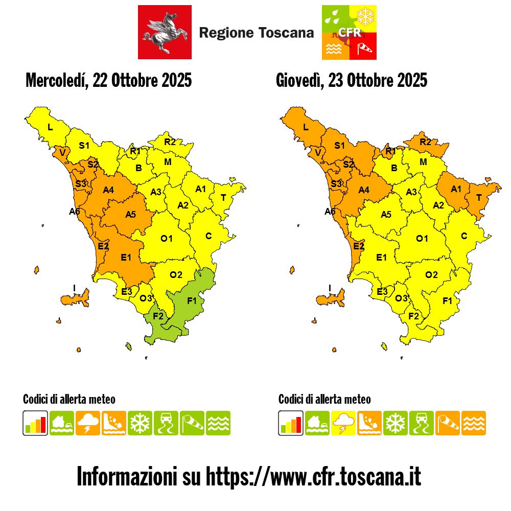 allerta meteo toscana 22-23 ottobre
