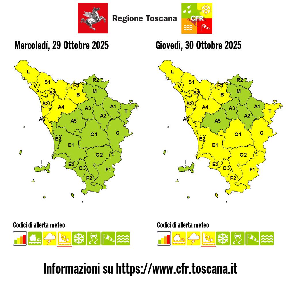 allerta meteo toscana 29-30 ottobre