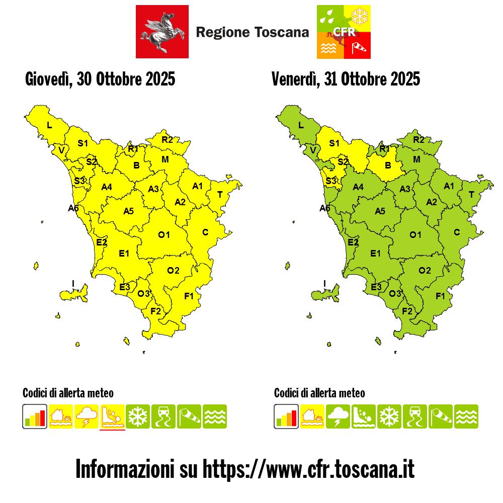allerta meteo toscana 30 31 ottobre