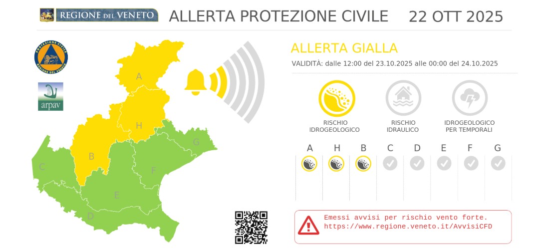 allerta meteo veneto 23 ottobre