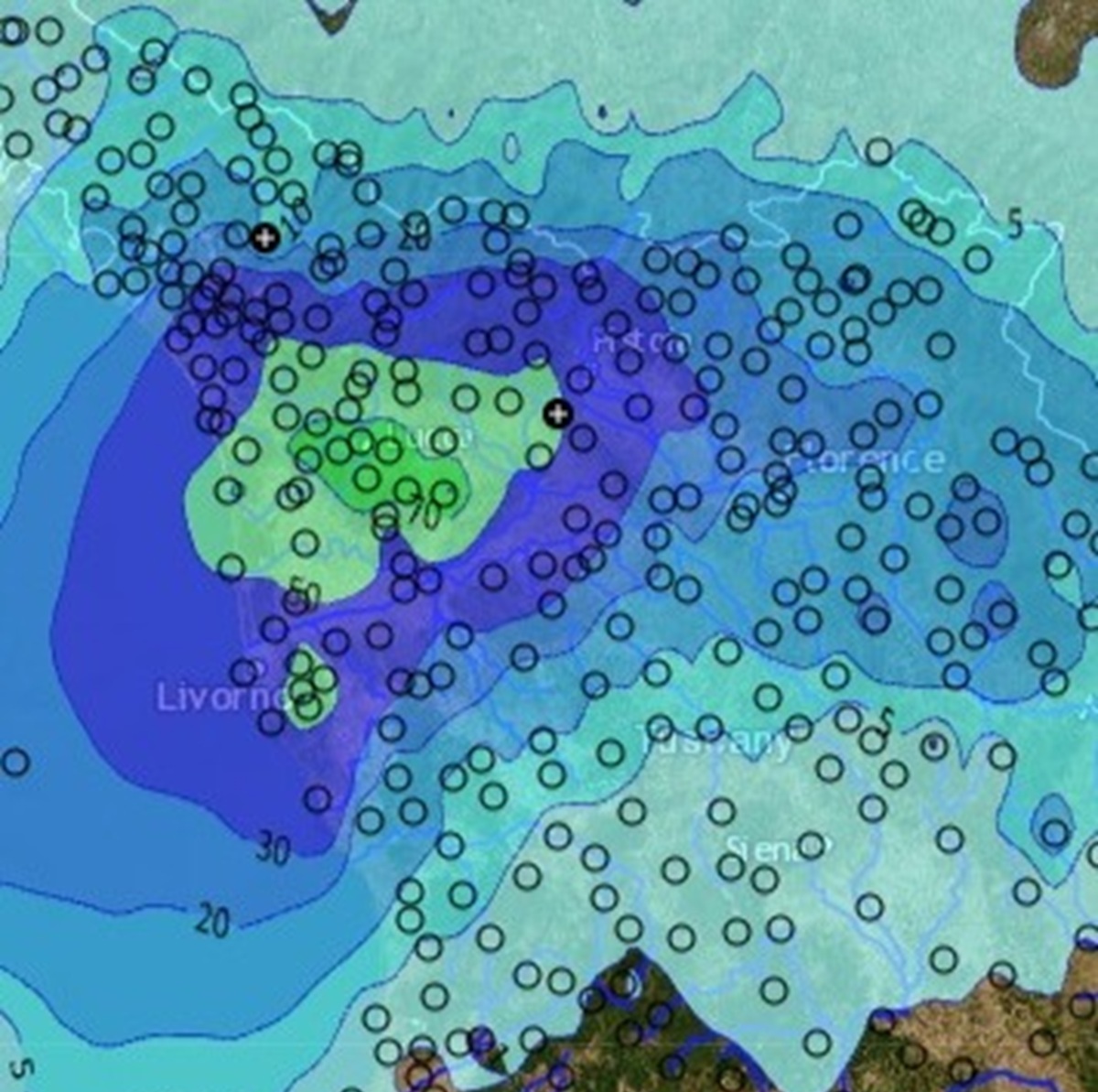 Maltempo Toscana, 72mm di pioggia in 3 ore nel Pisano: due corsi d’acqua attenzionati