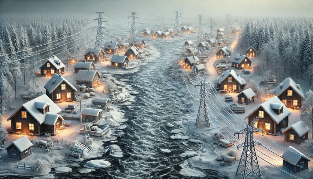 neve gelo inverno fiume energia