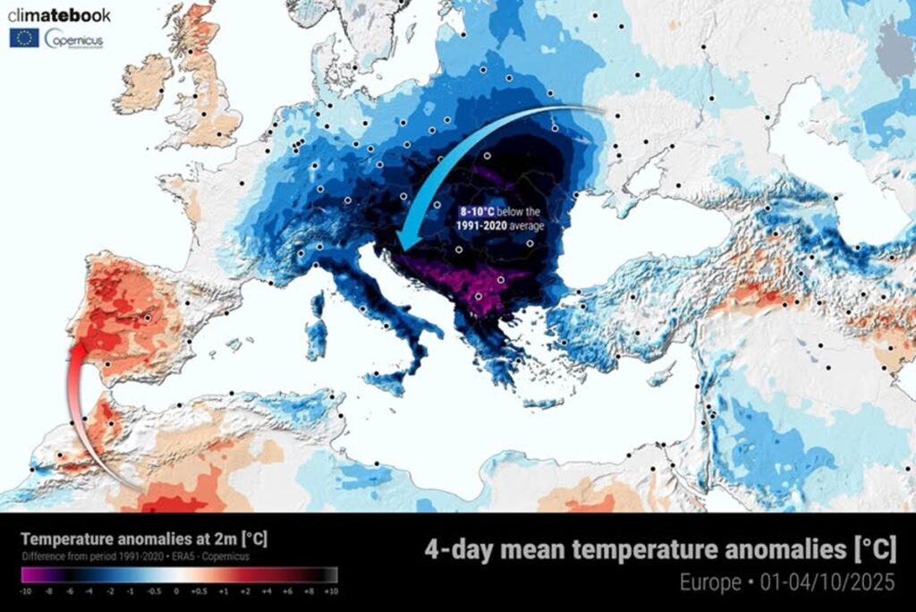ondata freddo balcani 1-4 ottobre 2025