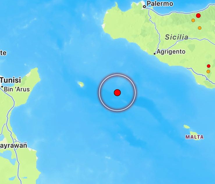 terremoto canale di sicilia