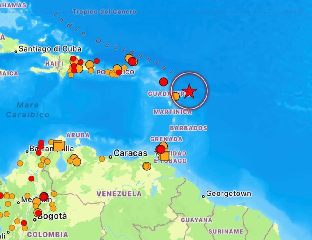 terremoto guadalupa caraibi