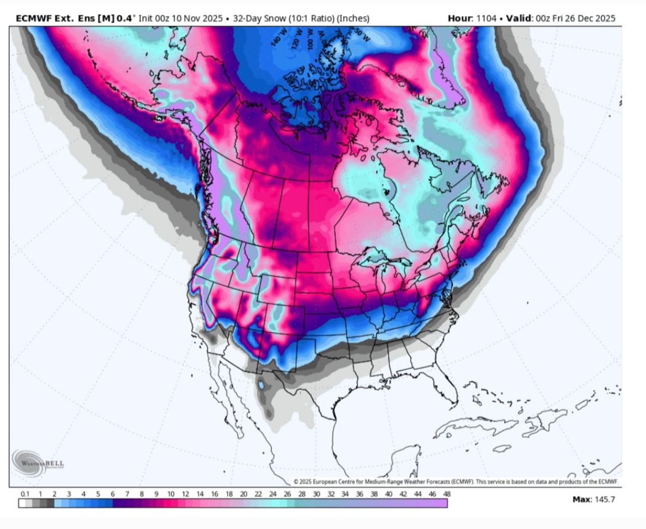 Neve USA prevista per il 26 dicembre 2025