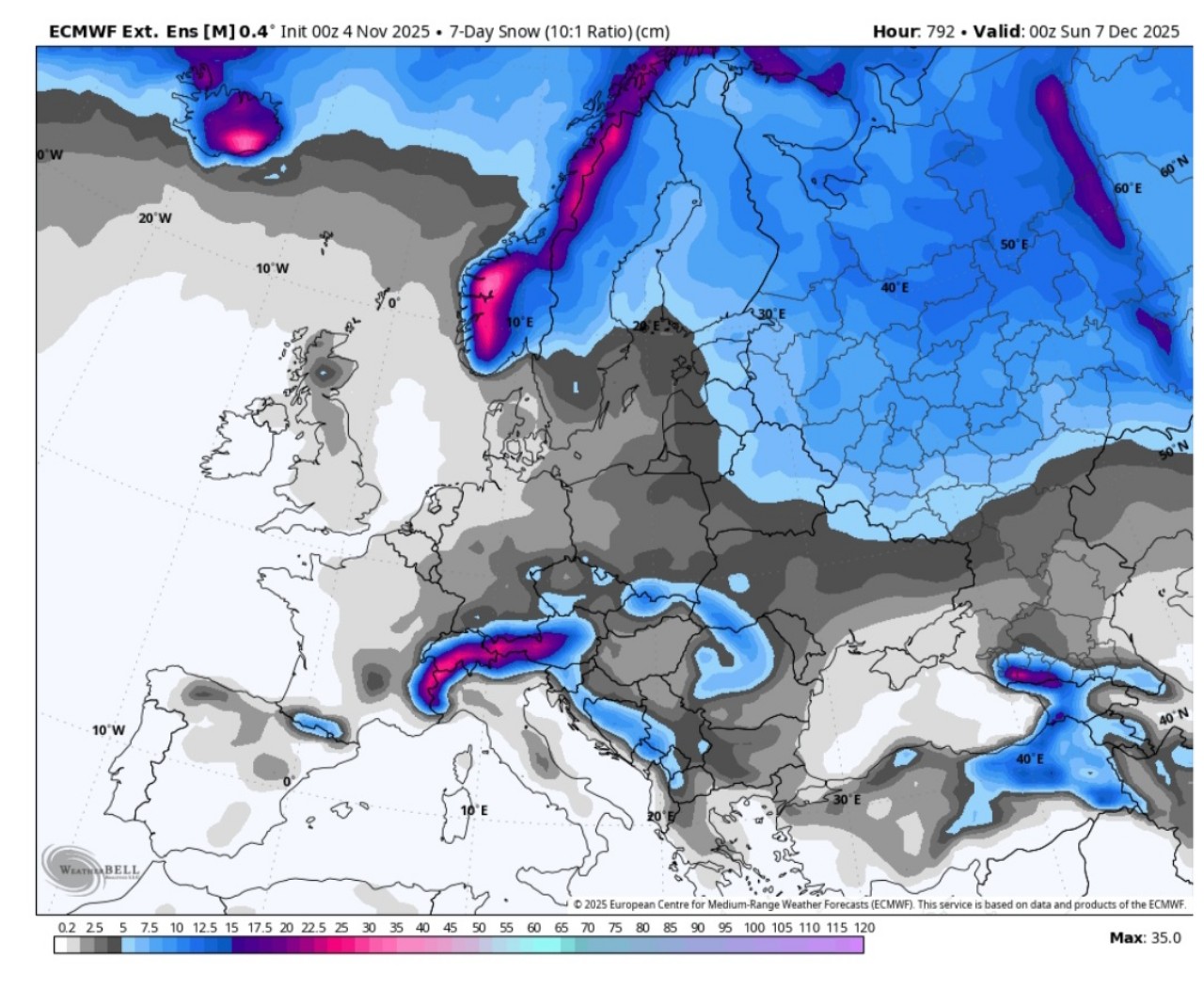 Neve Europa 7 dicembre