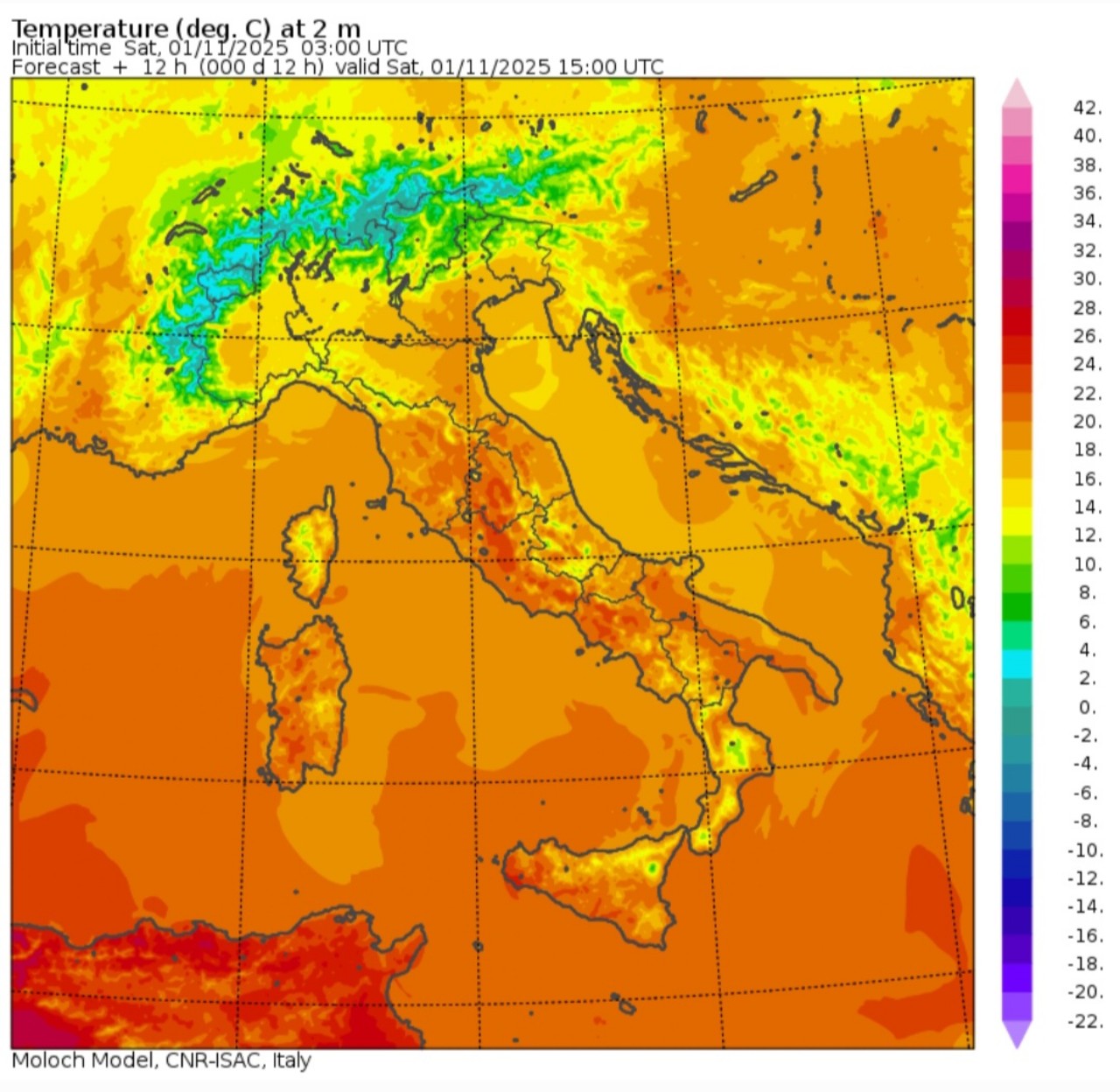 Temperature massime 1 novembre
