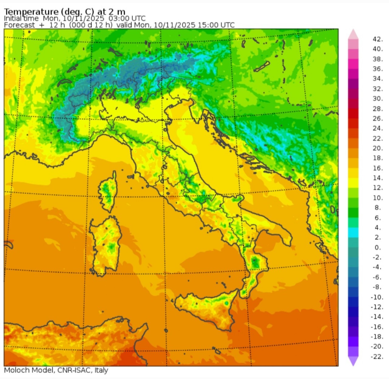 Temperature massime 10 novembre