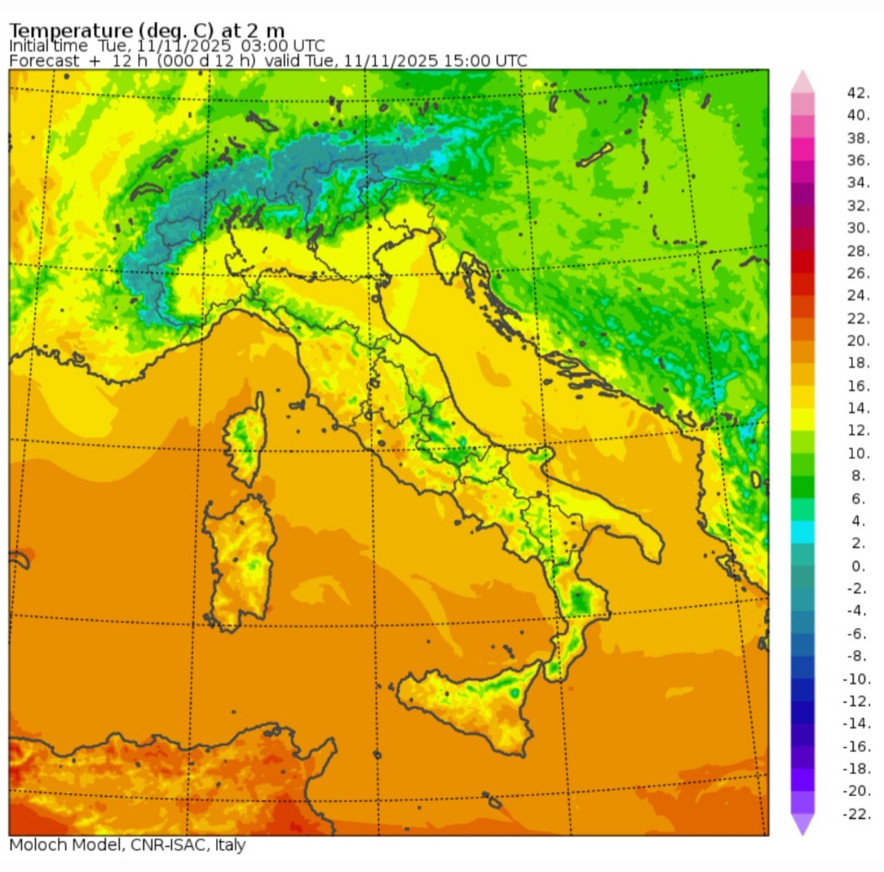 Temperature massime 11 novembre