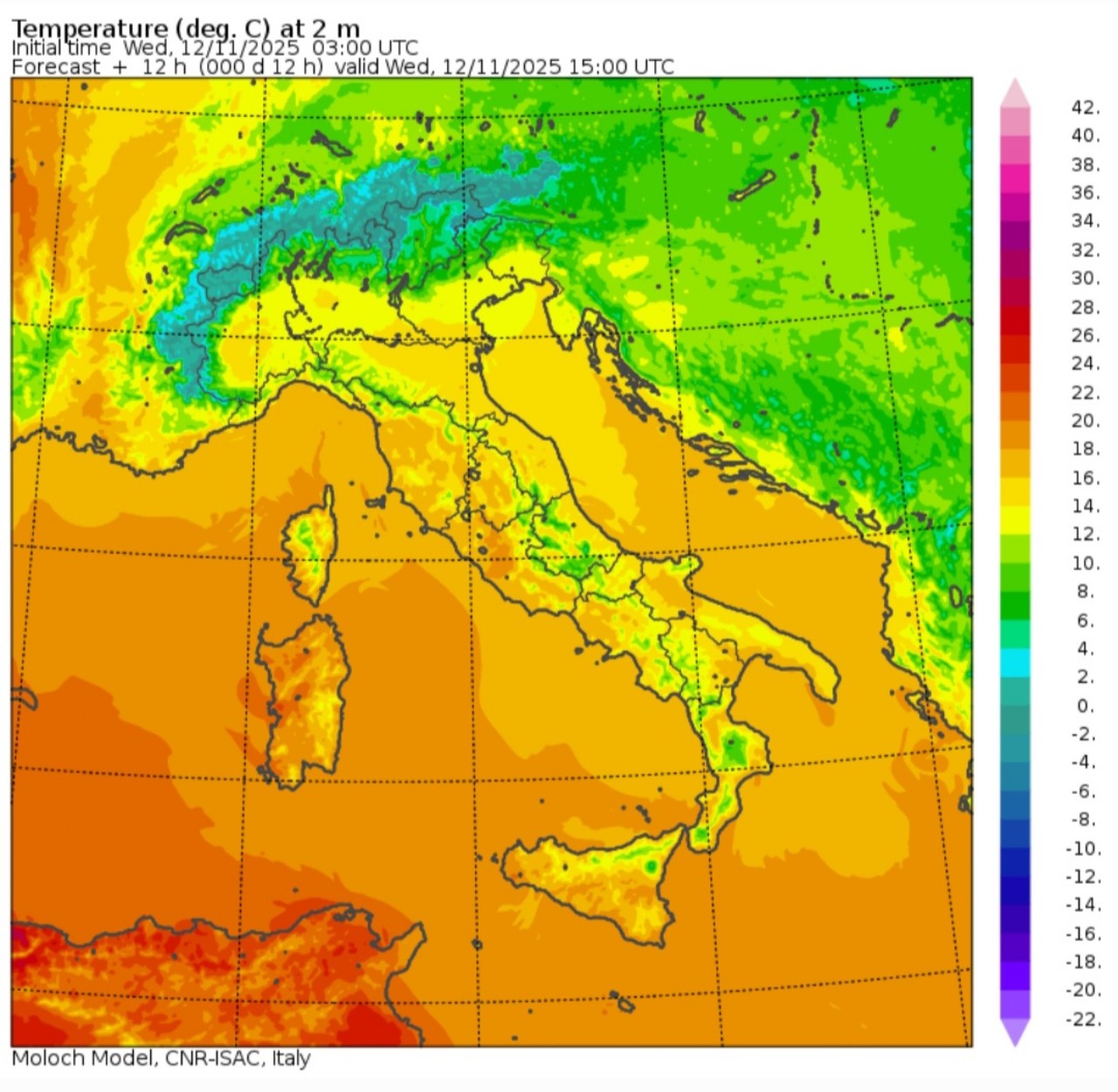 Temperature massime 12 novembre