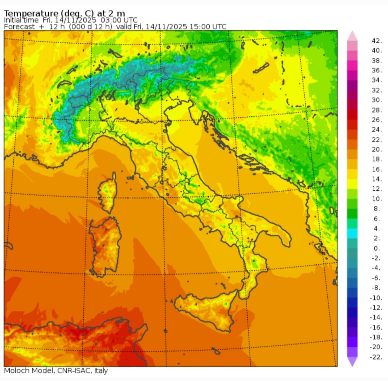 Temperature massime 14 novembre
