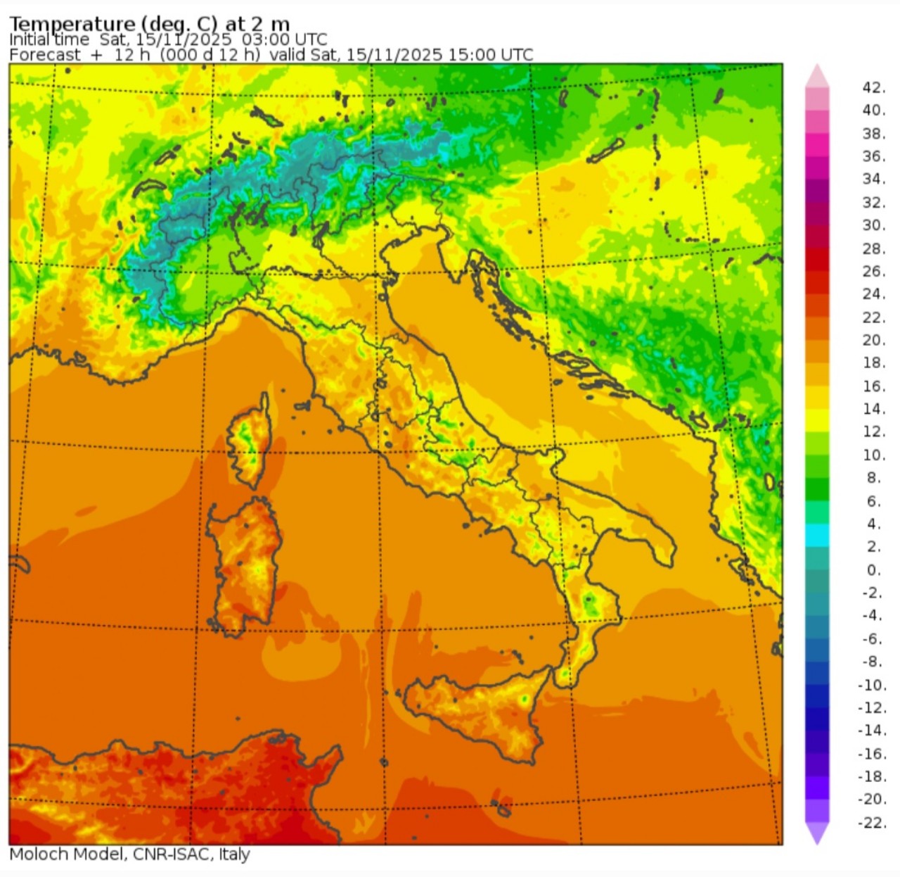 Temperature massime 15 novembre