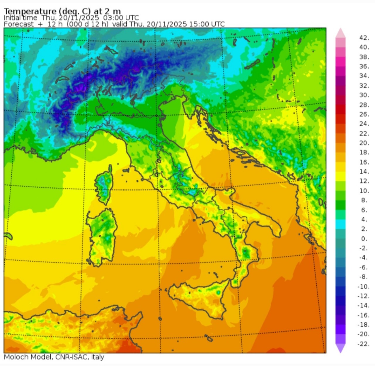 Temperature massime 20 novembre