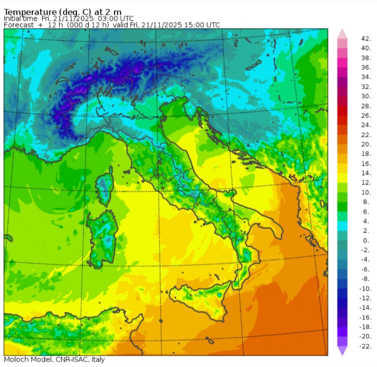 Temperature massime 21 novembre