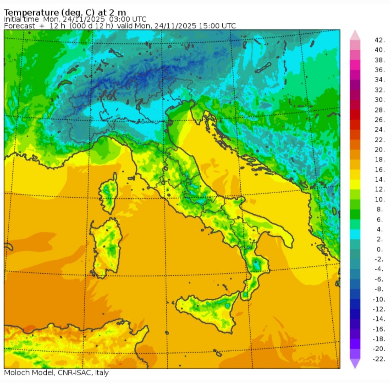 Temperature massime 24 novembre