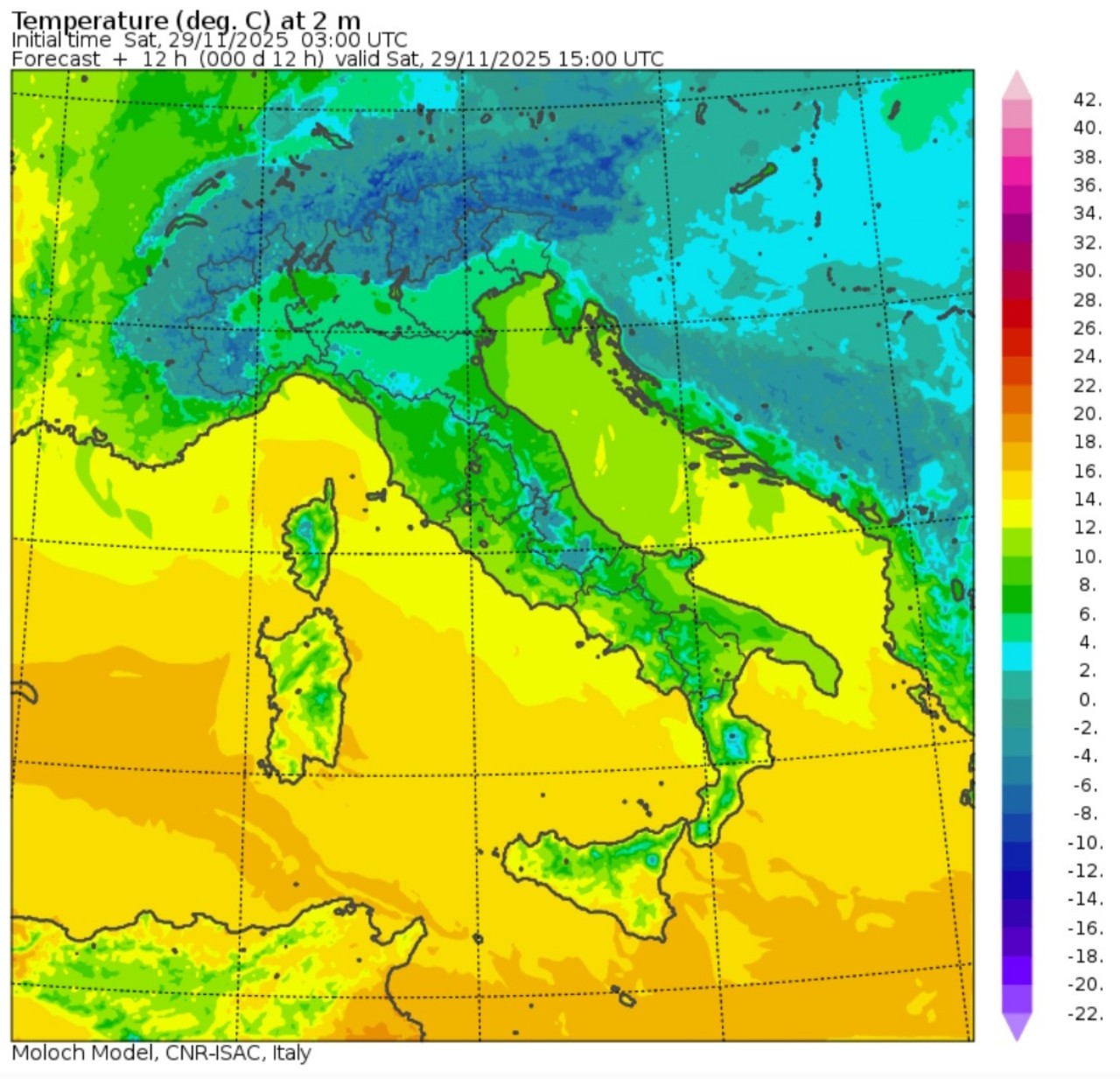 Temperature massime 29 novembre
