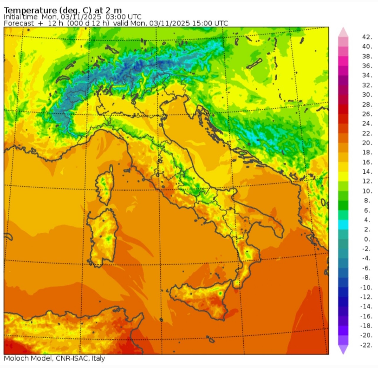 Temperature massime 3 novembre