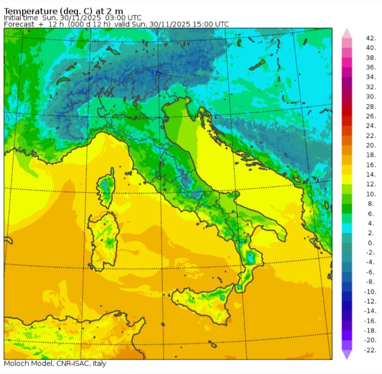 Temperature massime 30 novembre