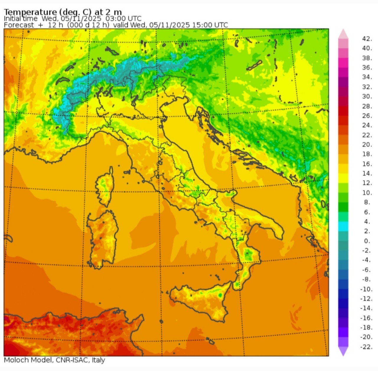 Temperature massime 5 novembre 