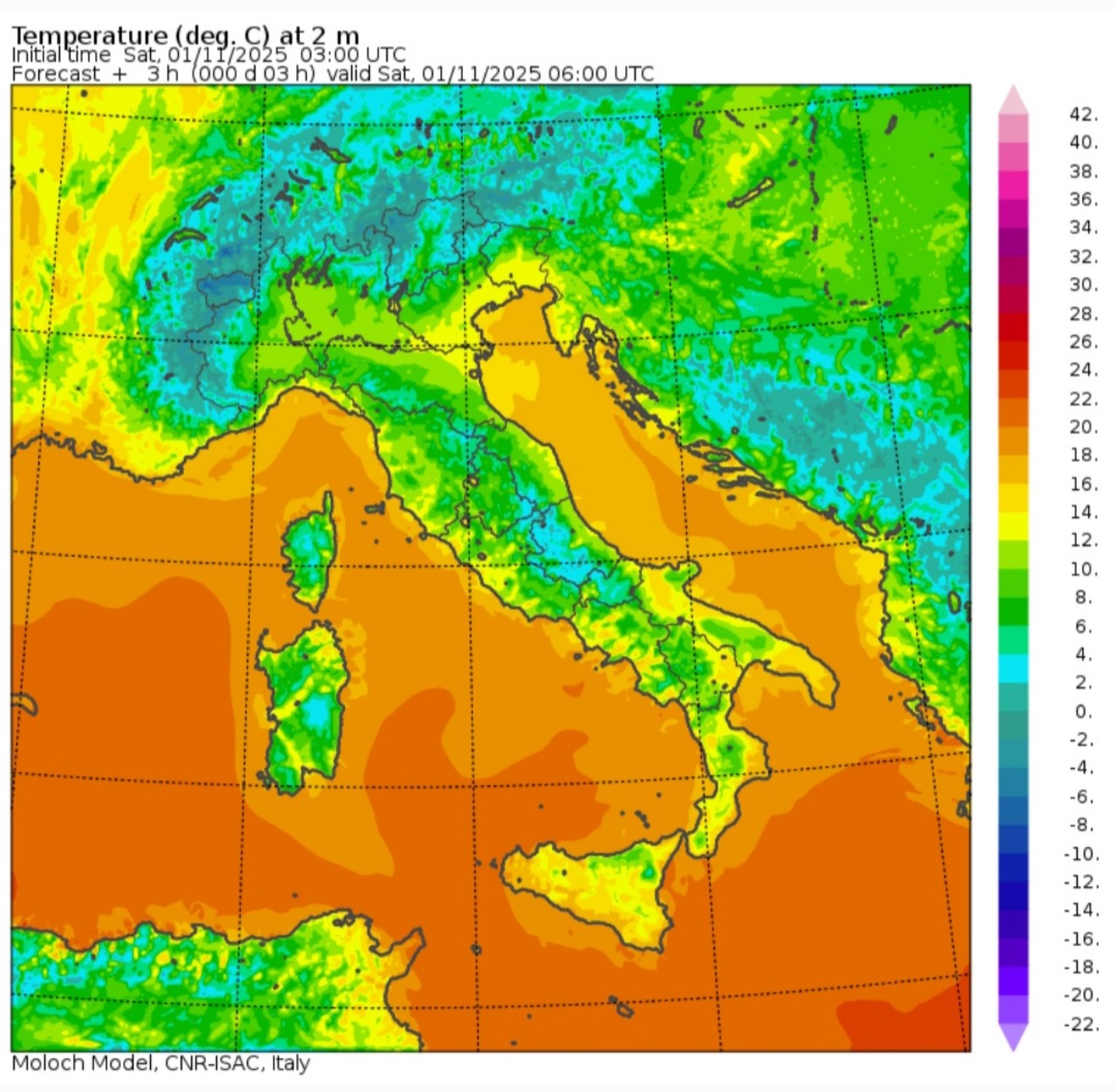 Temperature minime 1 novembre