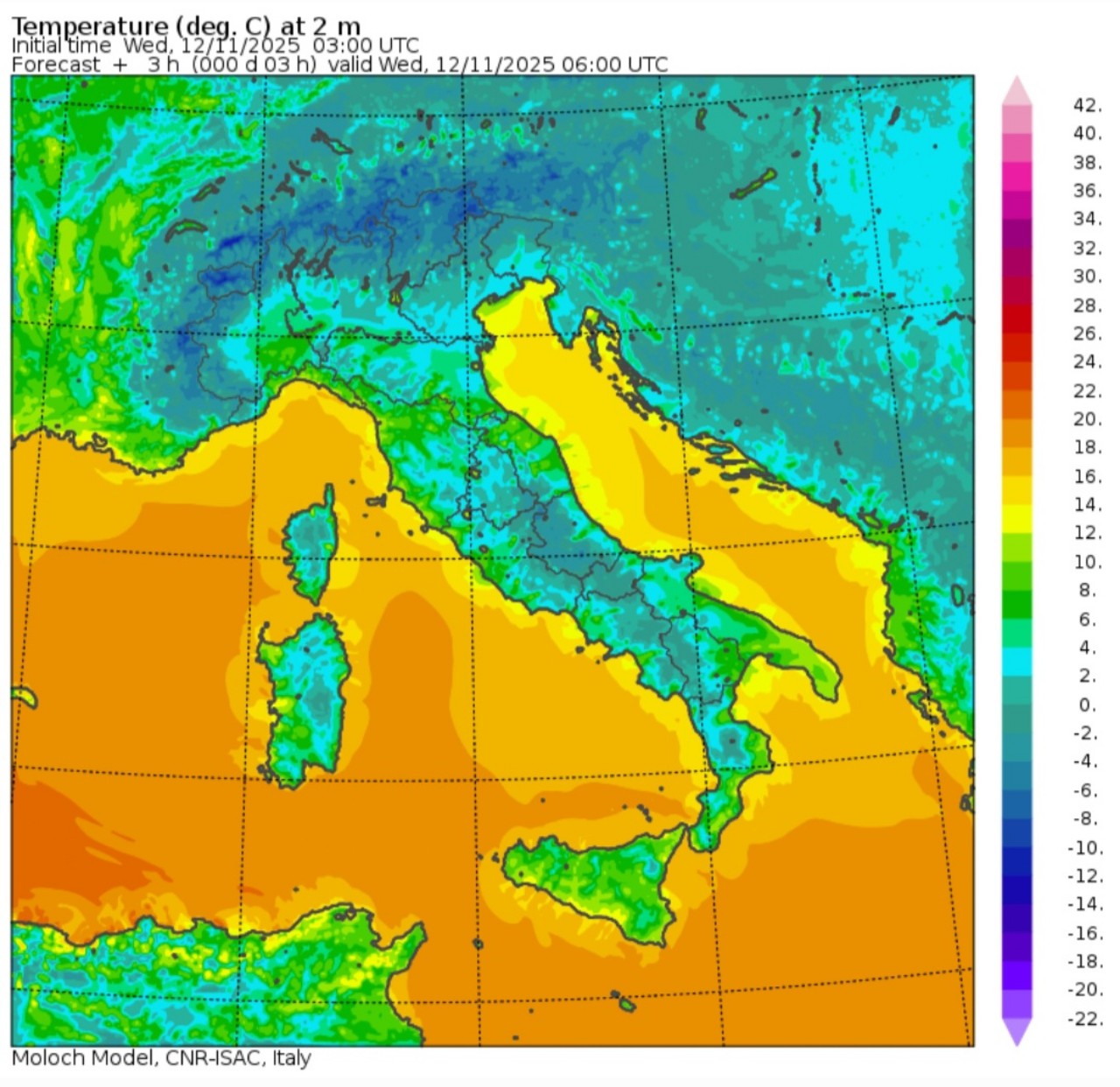 Temperature minime 12 novembre