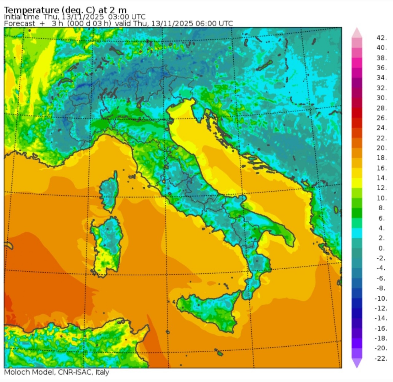 Temperature minime 13 novembre