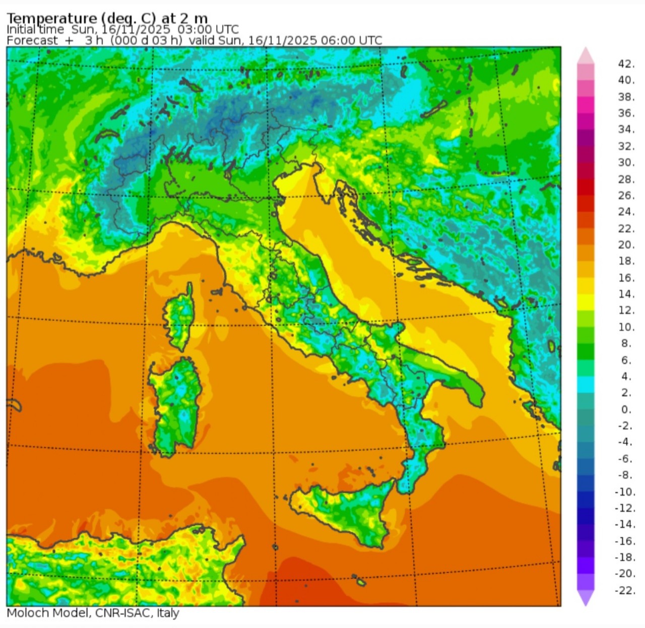 Temperature minime 16 novembre