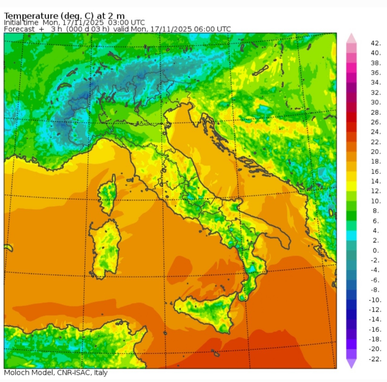 Temperature minime 17 novembre