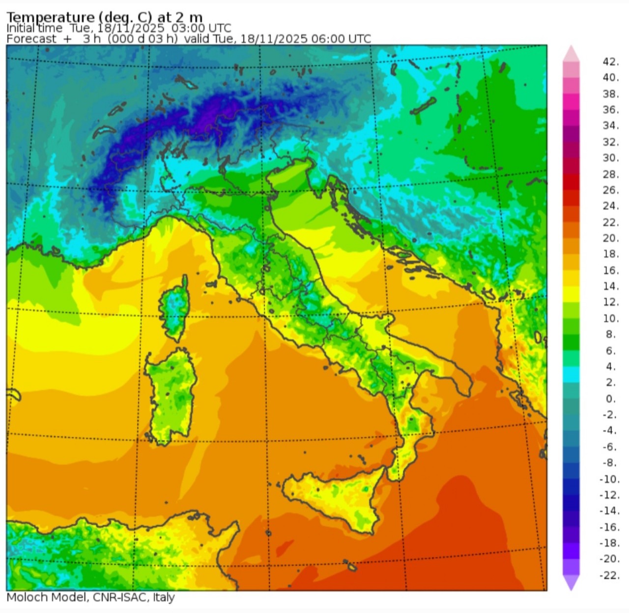 Temperature minime 18 novembre