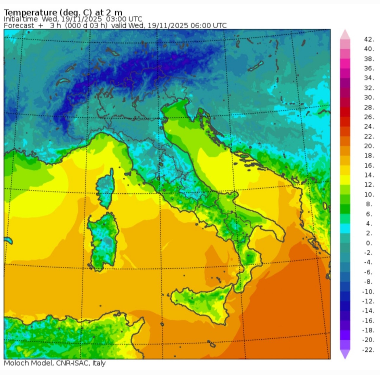 Temperature minime 19 novembre