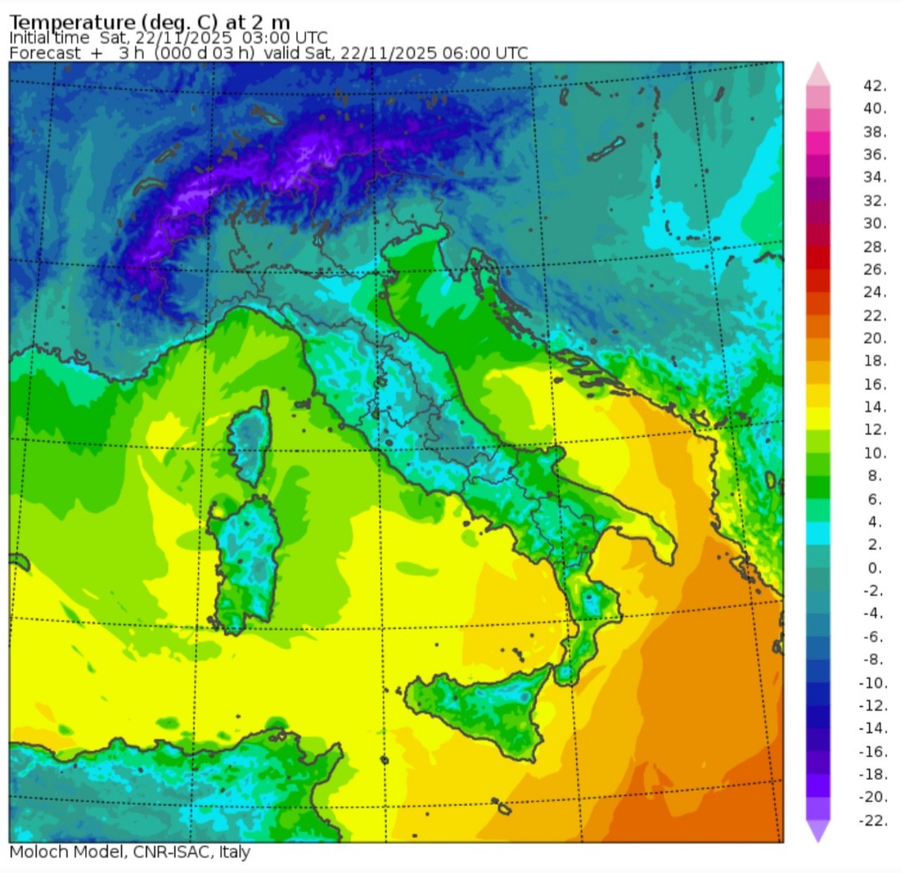 Temperature minime 22 novembre