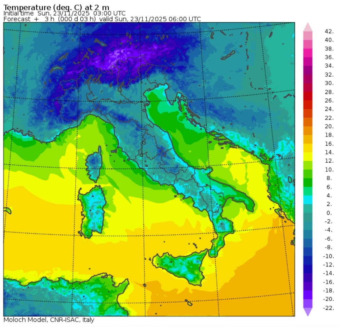 Temperature minime 23 novembre