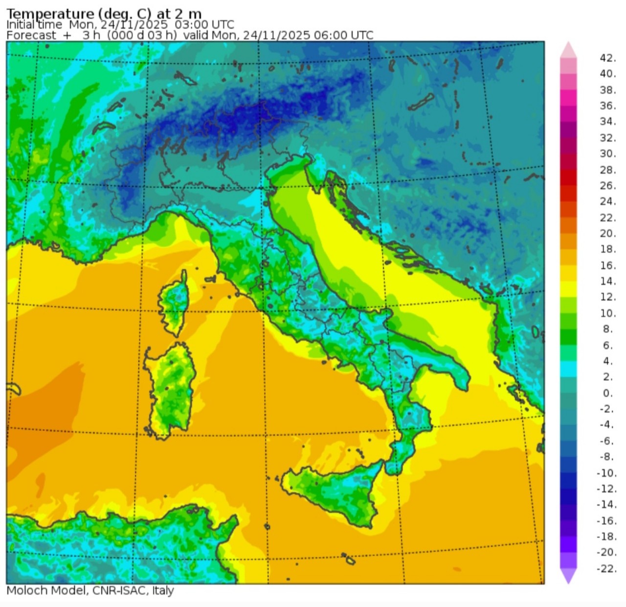 Temperature minime 24 novembre